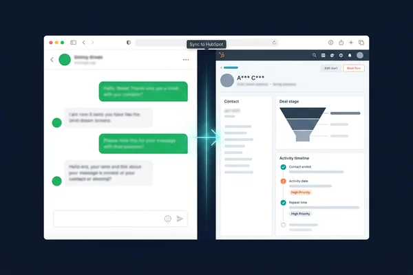 WhatsApp 對話同步至 HubSpot CRM 示意圖